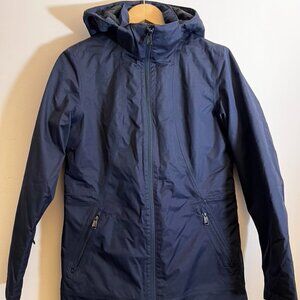 North Face Women's INS Ancho Parka Coat Navy Insulated Hooded Waterproof Medium